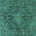 Square Persian Turquoise Traditional Rug, tr4046turq