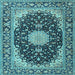 Square Medallion Light Blue Traditional Rug, tr4047lblu