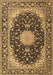 Machine Washable Medallion Brown Traditional Rug, wshtr4047brn