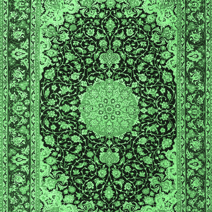Machine Washable Medallion Emerald Green Traditional Area Rugs, wshtr4047emgrn