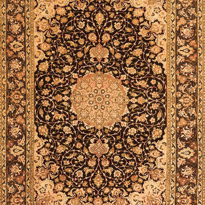 Serging Thickness of Machine Washable Medallion Orange Traditional Area Rugs, wshtr4047org