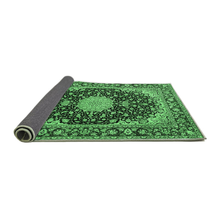 Sideview of Medallion Emerald Green Traditional Rug, tr4047emgrn