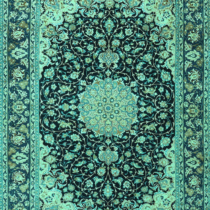 Machine Washable Medallion Turquoise Traditional Area Rugs, wshtr4047turq