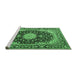 Sideview of Machine Washable Medallion Emerald Green Traditional Area Rugs, wshtr4047emgrn