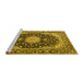 Sideview of Machine Washable Medallion Yellow Traditional Rug, wshtr4047yw