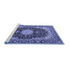 Sideview of Machine Washable Medallion Blue Traditional Rug, wshtr4047blu