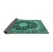 Sideview of Medallion Turquoise Traditional Rug, tr4047turq