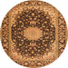 Square Medallion Orange Traditional Rug, tr4047org