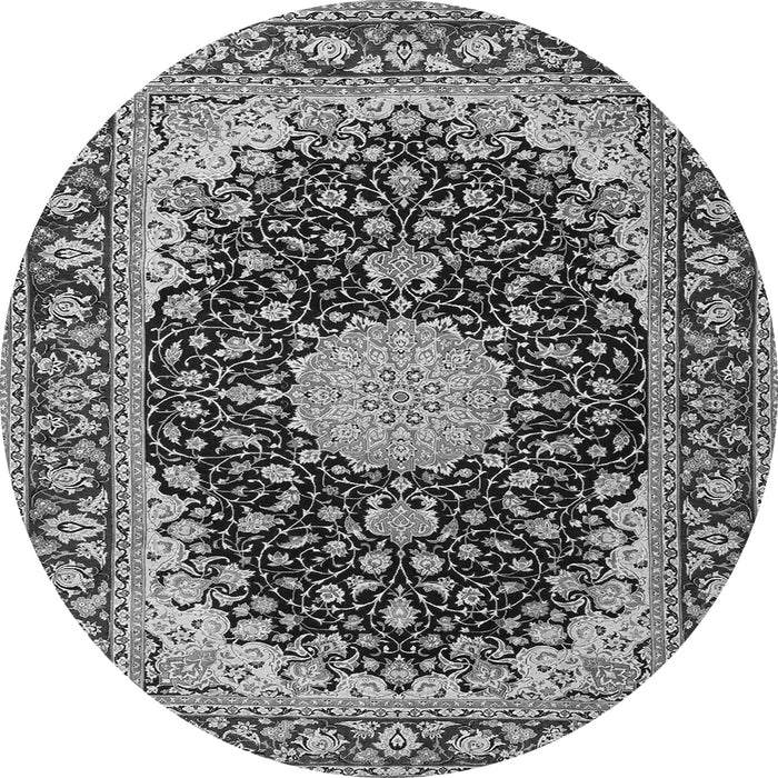 Machine Washable Medallion Gray Traditional Rug, wshtr4047gry