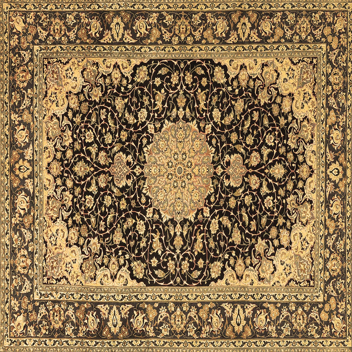 Square Machine Washable Medallion Brown Traditional Rug, wshtr4047brn