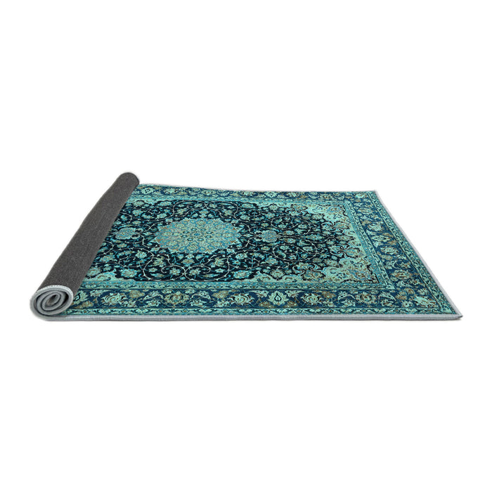 Sideview of Medallion Light Blue Traditional Rug, tr4047lblu