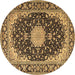 Round Medallion Brown Traditional Rug, tr4047brn