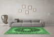 Machine Washable Medallion Emerald Green Traditional Area Rugs in a Living Room,, wshtr4047emgrn