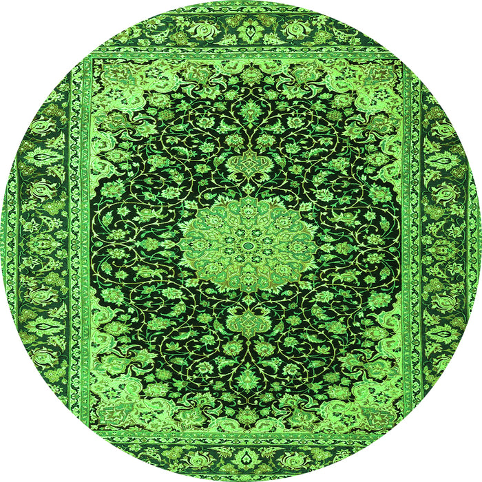 Machine Washable Medallion Green Traditional Area Rugs, wshtr4047grn