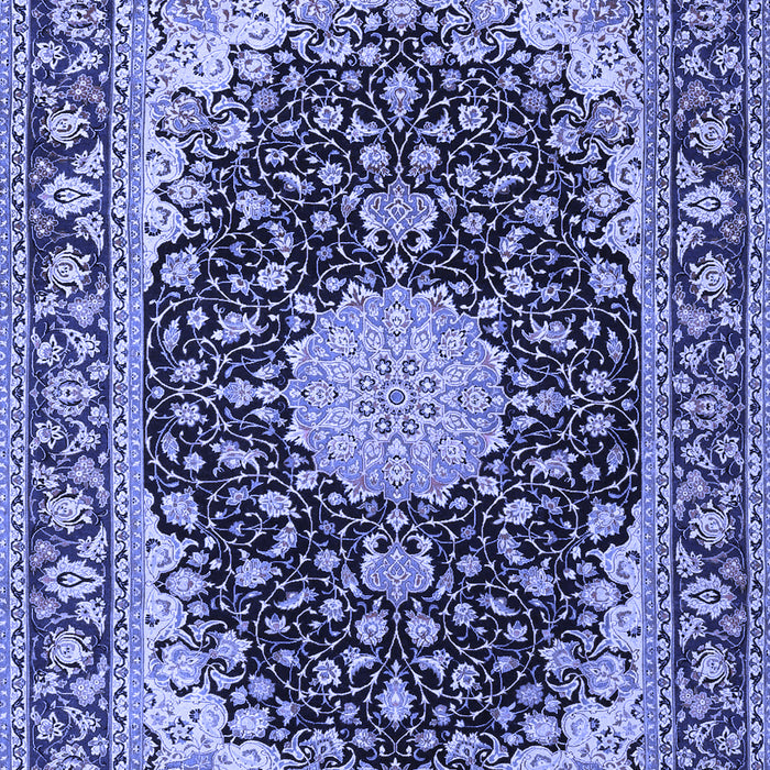 Machine Washable Medallion Blue Traditional Rug, wshtr4047blu