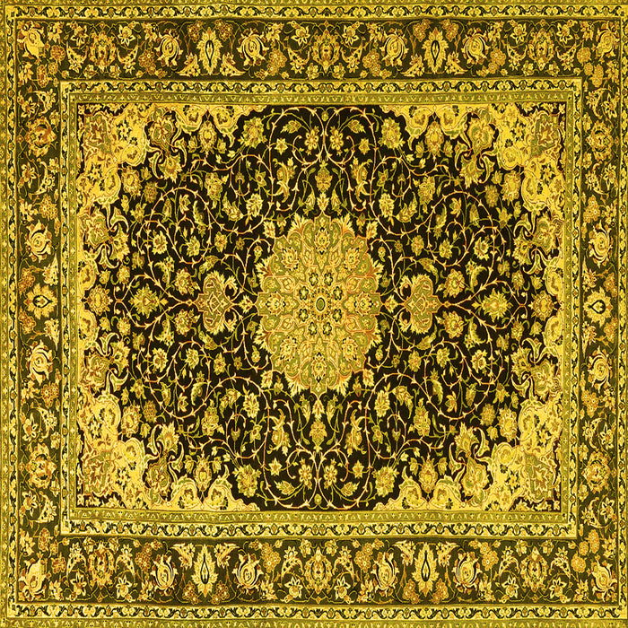 Square Medallion Yellow Traditional Rug, tr4047yw