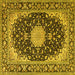 Square Medallion Yellow Traditional Rug, tr4047yw