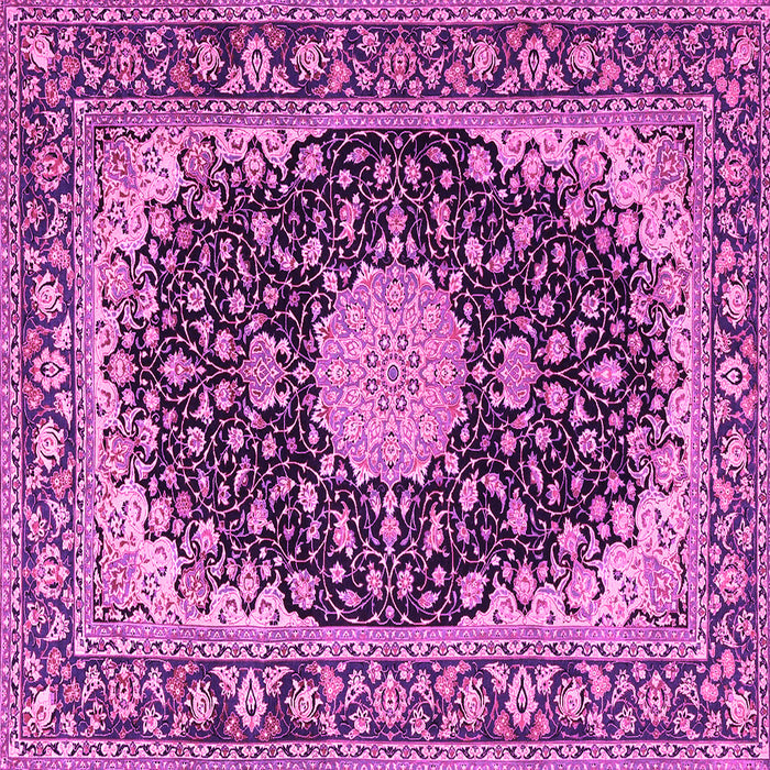 Square Machine Washable Medallion Pink Traditional Rug, wshtr4047pnk