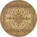 Round Persian Brown Traditional Rug, tr4048brn