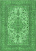 Machine Washable Persian Emerald Green Traditional Area Rugs, wshtr4048emgrn