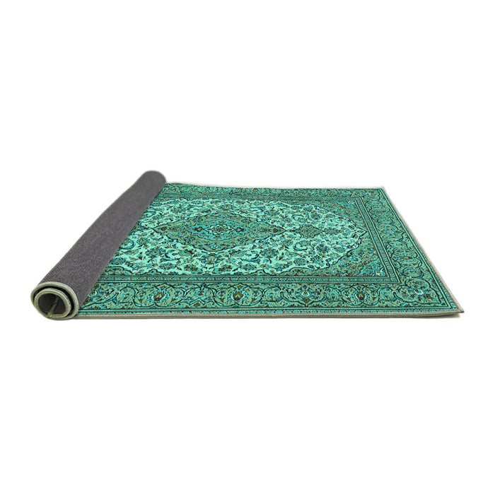 Sideview of Persian Turquoise Traditional Rug, tr4048turq