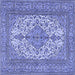 Square Machine Washable Persian Blue Traditional Rug, wshtr4048blu