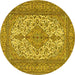 Round Persian Yellow Traditional Rug, tr4048yw