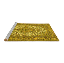 Sideview of Machine Washable Persian Yellow Traditional Rug, wshtr4048yw
