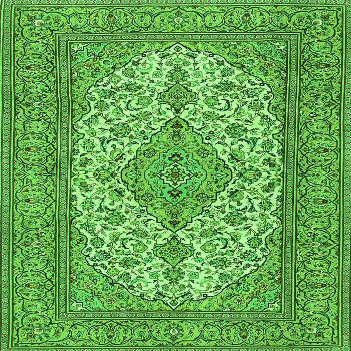 Round Machine Washable Persian Green Traditional Area Rugs, wshtr4048grn