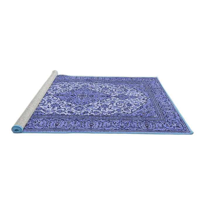 Sideview of Machine Washable Persian Blue Traditional Rug, wshtr4048blu