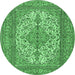 Round Persian Emerald Green Traditional Rug, tr4048emgrn