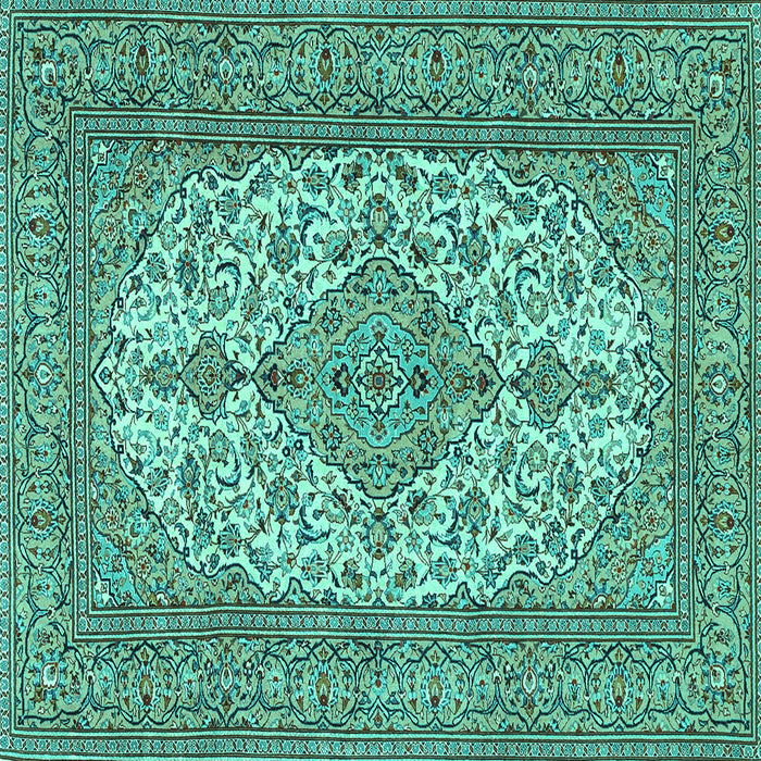 Square Machine Washable Persian Turquoise Traditional Area Rugs, wshtr4048turq