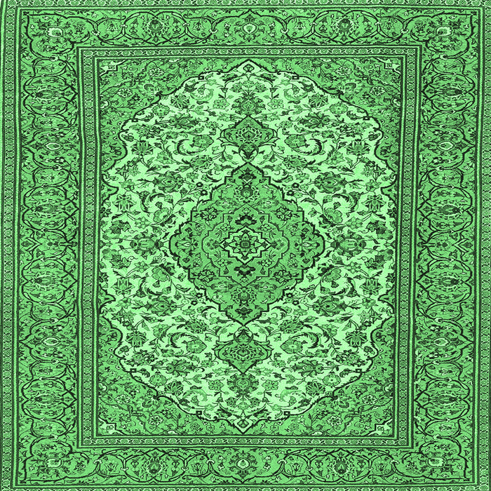 Square Machine Washable Persian Emerald Green Traditional Area Rugs, wshtr4048emgrn