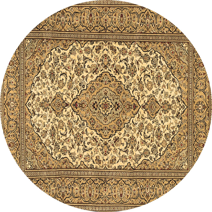 Round Machine Washable Persian Brown Traditional Rug, wshtr4048brn
