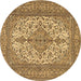 Round Machine Washable Persian Brown Traditional Rug, wshtr4048brn