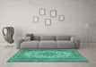 Machine Washable Persian Turquoise Traditional Area Rugs in a Living Room,, wshtr4048turq