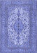 Machine Washable Persian Blue Traditional Rug, wshtr4048blu