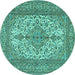 Round Persian Turquoise Traditional Rug, tr4048turq
