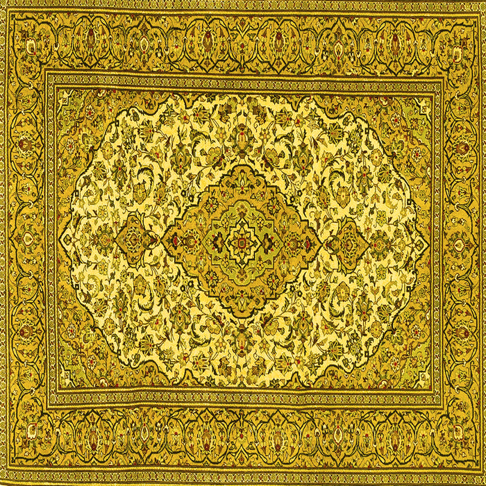 Square Machine Washable Persian Yellow Traditional Rug, wshtr4048yw