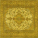 Square Machine Washable Persian Yellow Traditional Rug, wshtr4048yw