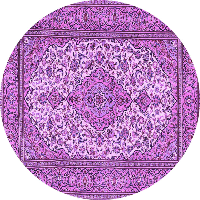 Round Machine Washable Persian Purple Traditional Area Rugs, wshtr4048pur