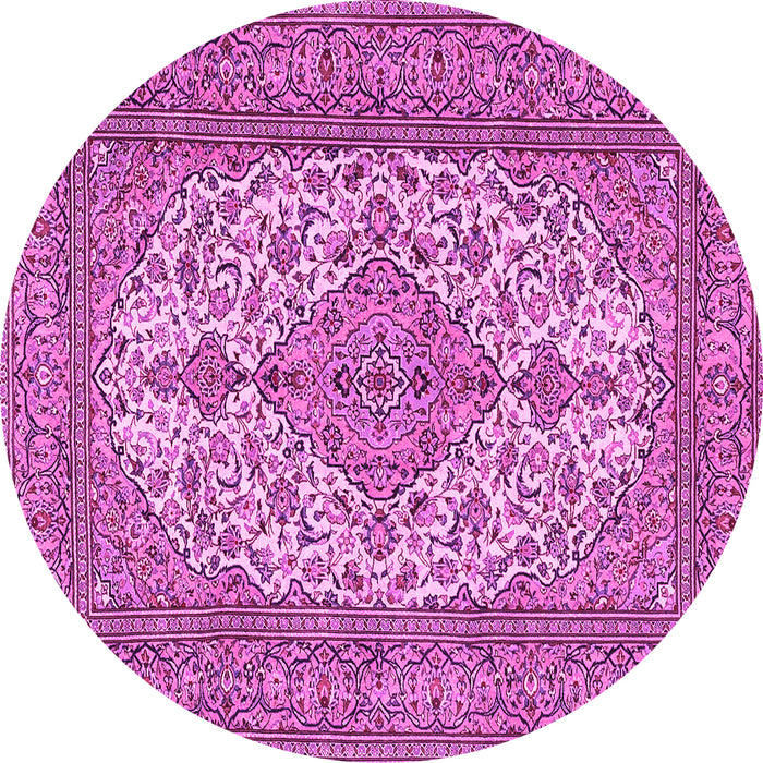 Round Machine Washable Persian Pink Traditional Rug, wshtr4048pnk