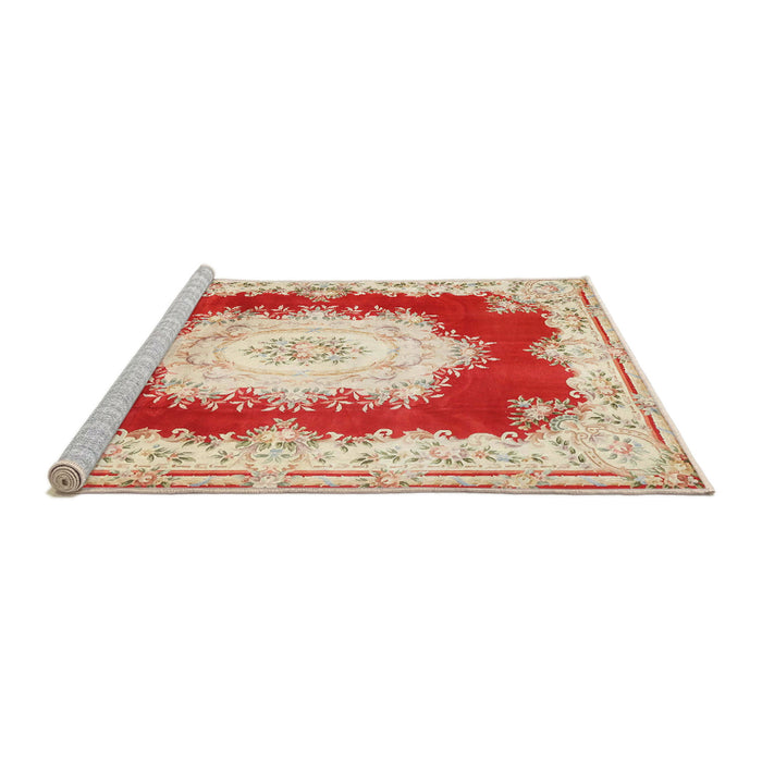 Sideview of Machine Washable Traditional Fire Red Rug, wshtr4049