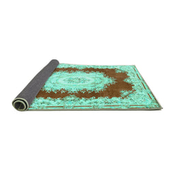 Sideview of Medallion Turquoise French Rug, tr4049turq