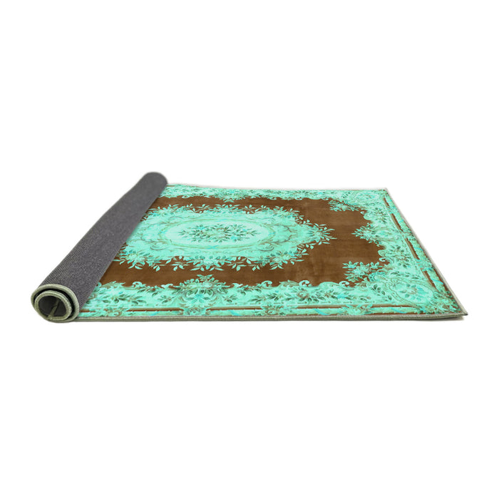 Sideview of Medallion Turquoise French Rug, tr4049turq