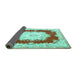 Sideview of Medallion Turquoise French Rug, tr4049turq