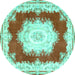 Round Medallion Turquoise French Rug, tr4049turq