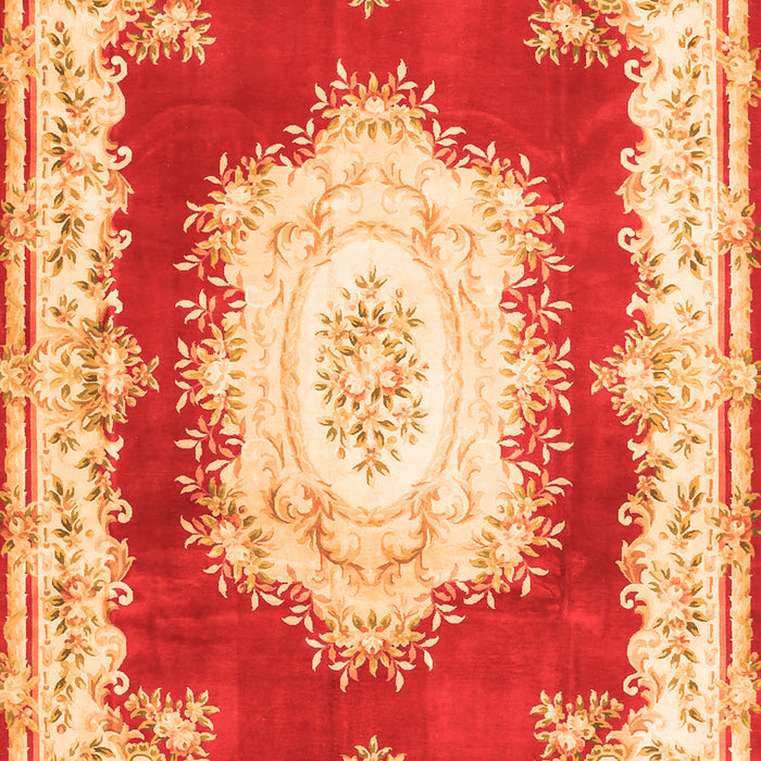 Serging Thickness of Machine Washable Medallion Orange French Area Rugs, wshtr4049org