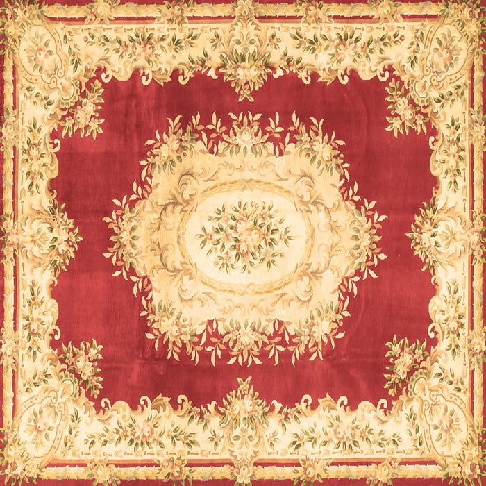 Square Machine Washable Medallion Brown French Rug, wshtr4049brn