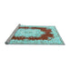 Sideview of Machine Washable Medallion Light Blue French Rug, wshtr4049lblu